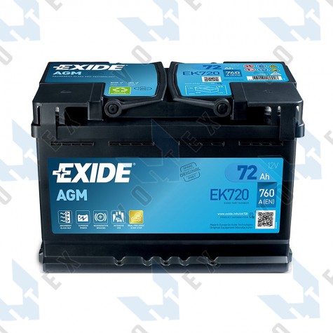 Аккумулятор Exide Start-Stop AGM 72Ah R+ 760A